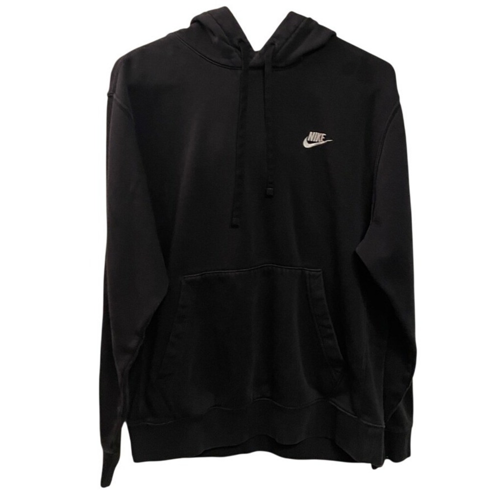 Nike Mens Sportswear Club Fleece Hoodie Black Embroidered Logo Size M